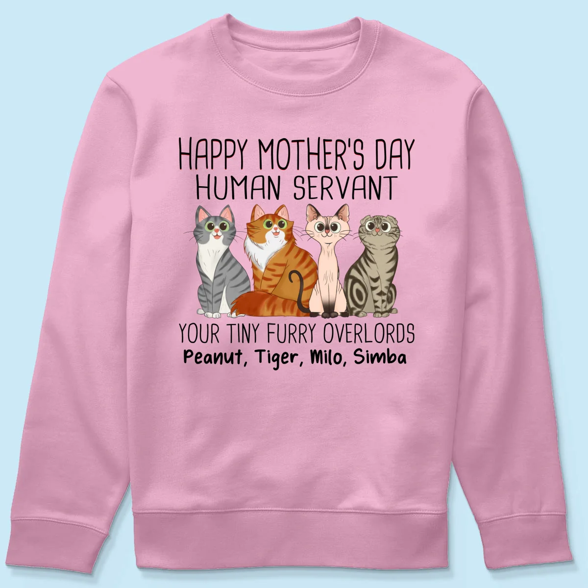 Cartoon Sitting Cats Happy Mother‘s Day Cat Human Servant Personalized Shirt - Image 23