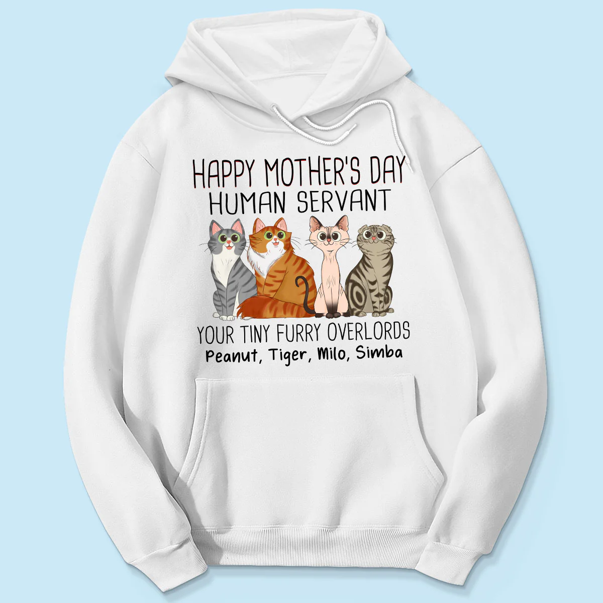 Cartoon Sitting Cats Happy Mother‘s Day Cat Human Servant Personalized Shirt - Image 5