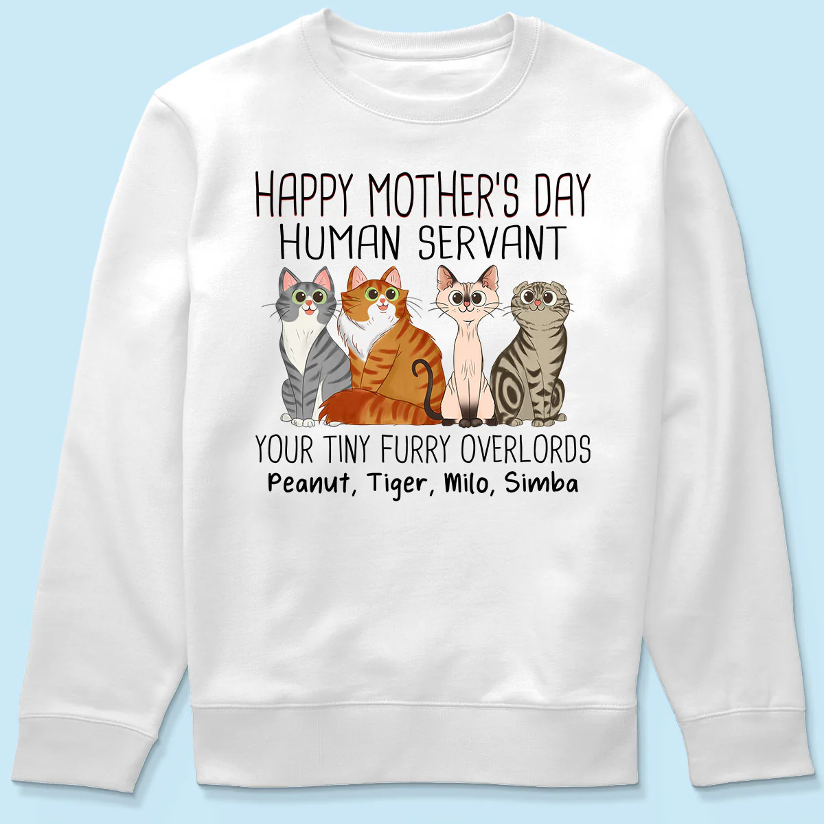 Cartoon Sitting Cats Happy Mother‘s Day Cat Human Servant Personalized Shirt - Image 6