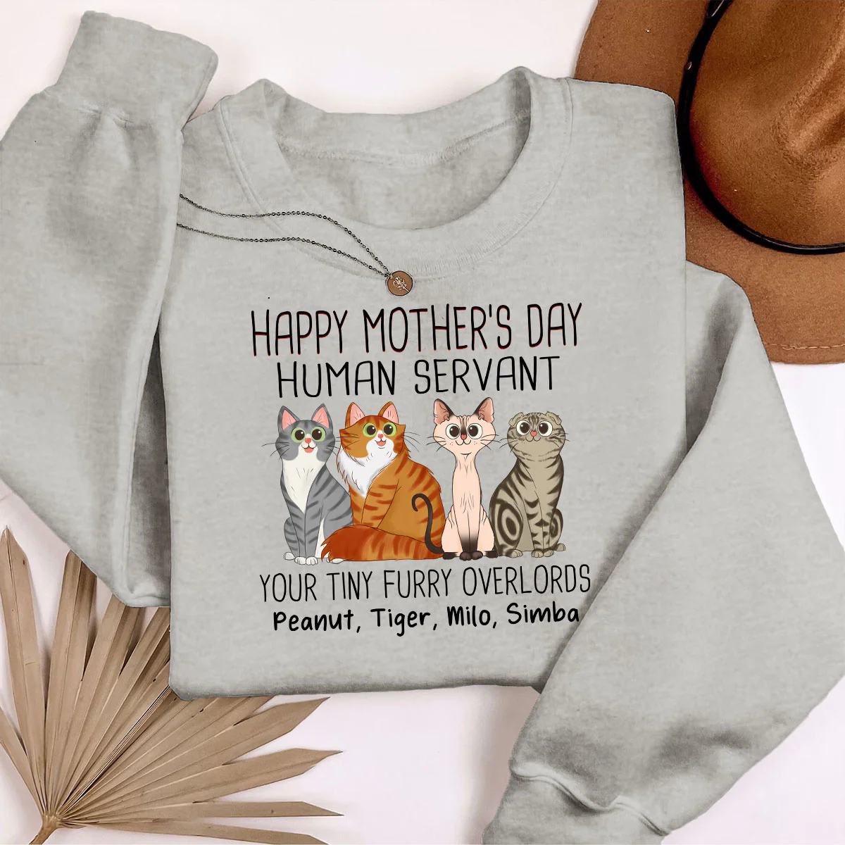 Cartoon Sitting Cats Happy Mother‘s Day Cat Human Servant Personalized Shirt - Image 7