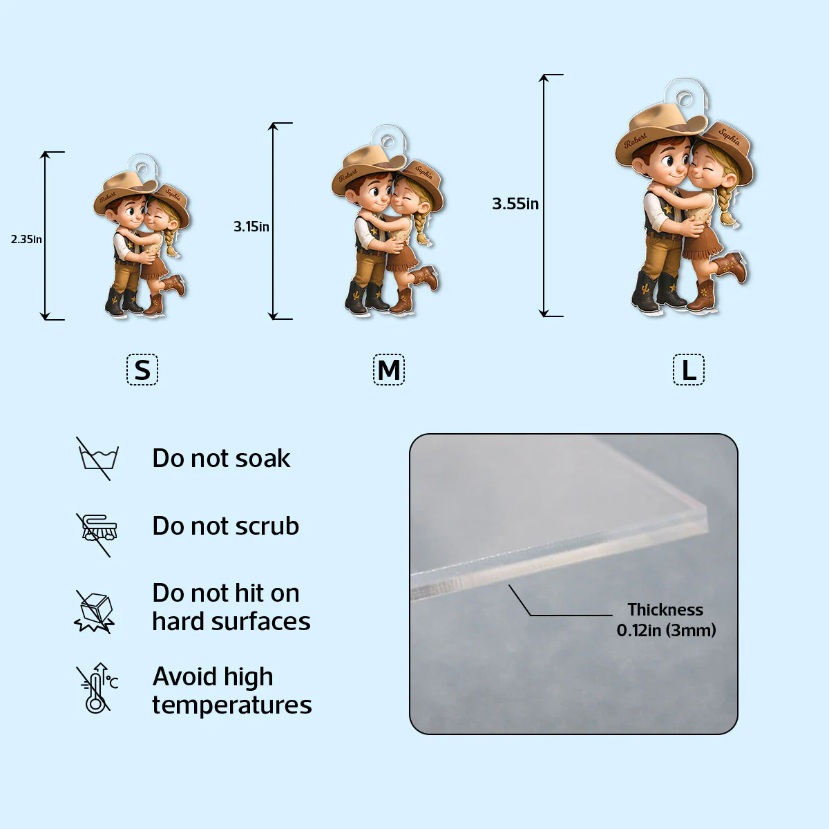 Cartoon Style Countryside Couple Cowboy Cowgirl Couple Matching Personalized Acrylic Keychain - Image 7