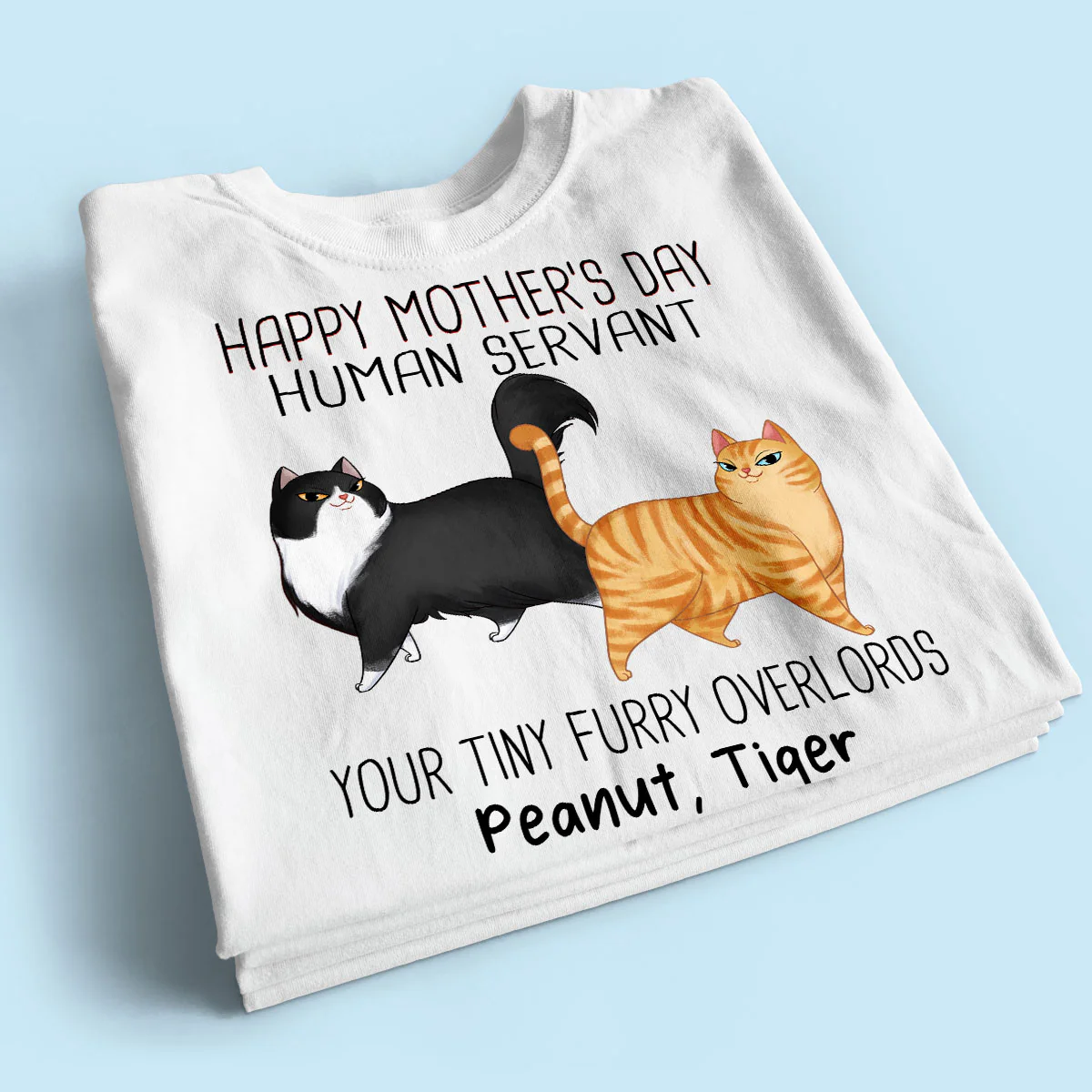 Cartoon Walking Cats Happy Mother‘s Day Cat Human Servant Personalized Shirt - Image 2
