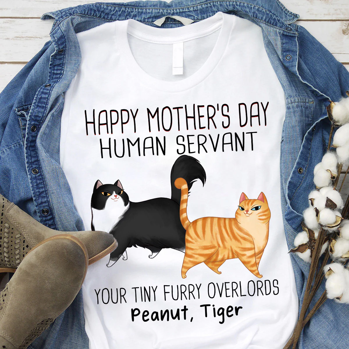 Cartoon Walking Cats Happy Mother‘s Day Cat Human Servant Personalized Shirt - Image 7
