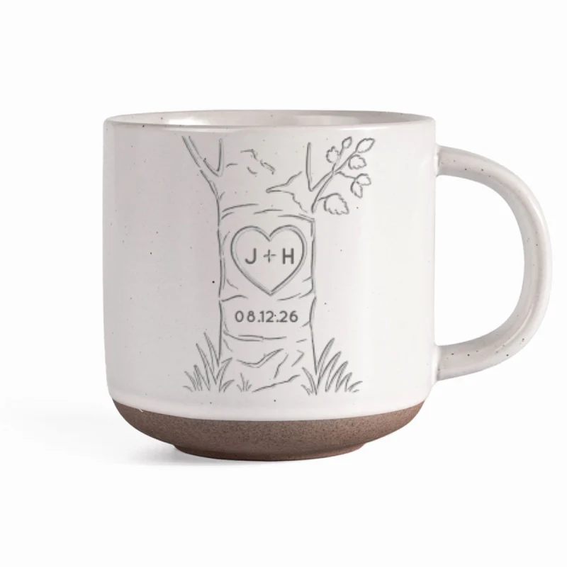 Carved in Love - Personalized Pottery Mug - Anniversary, Engagement Gift For Couple - Image 8