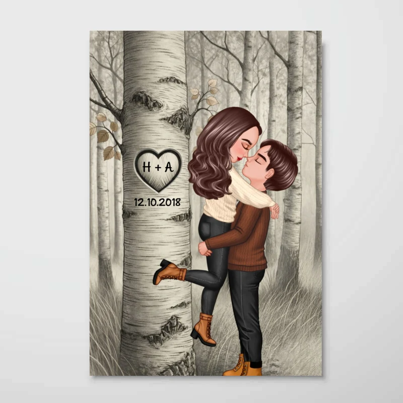 Carved in My Heart Custom Couple Art Print - Personalized Poster - Sentimental Valentine's Day Gift for him, for her - Image 10