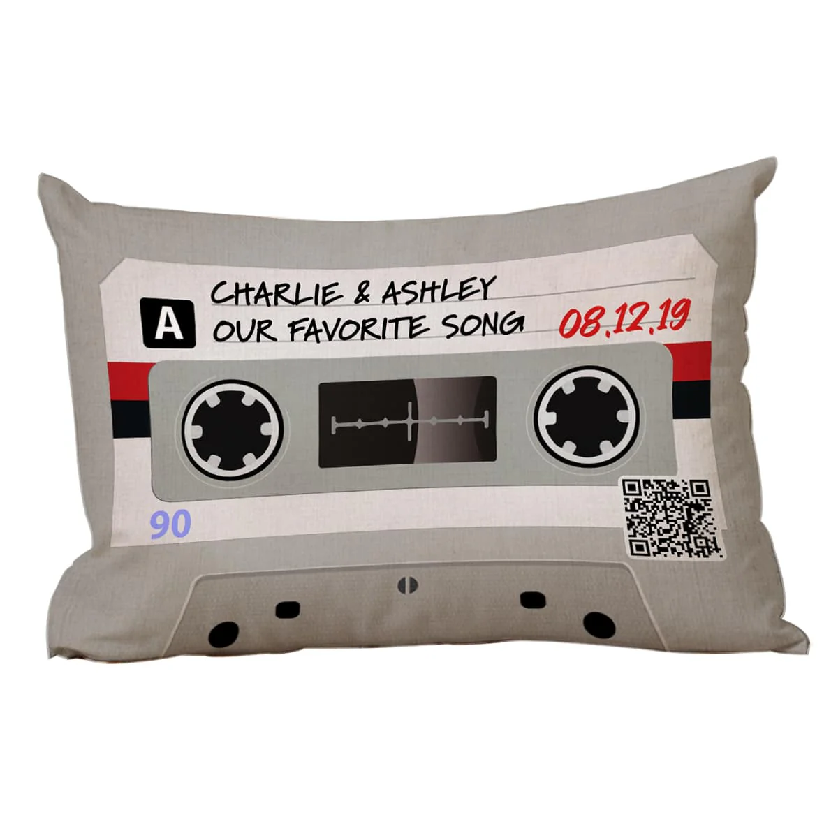 Cassette Tape Favorite Song Music Scannable QR Code Personalized Pillow