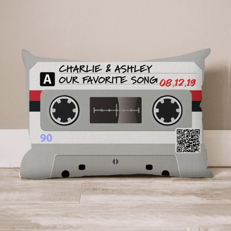 Cassette Tape Favorite Song Music Scannable QR Code Personalized Pillow - Image 5