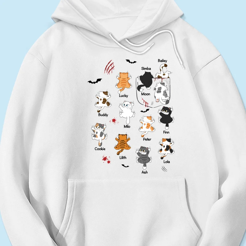Cat Crawling Pocket Halloween Cat Lover Personalized Shirt - Image 16