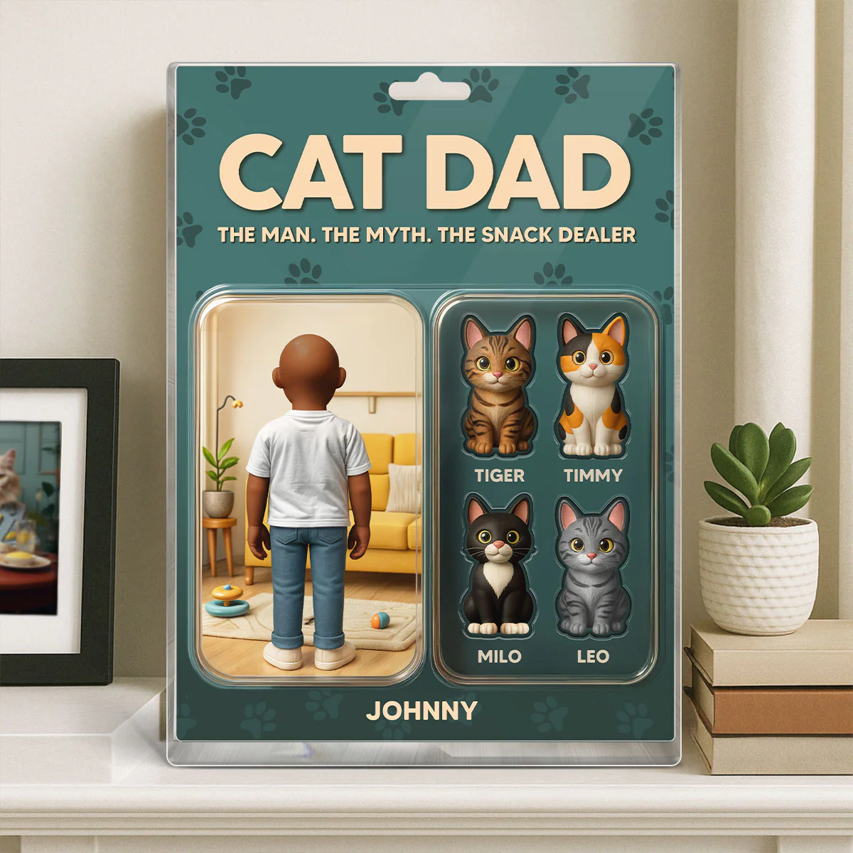 Cat Dad Cartoon Figures Style Personalized Acrylic Block Plaque, Gift for Cat Lover - Image 4
