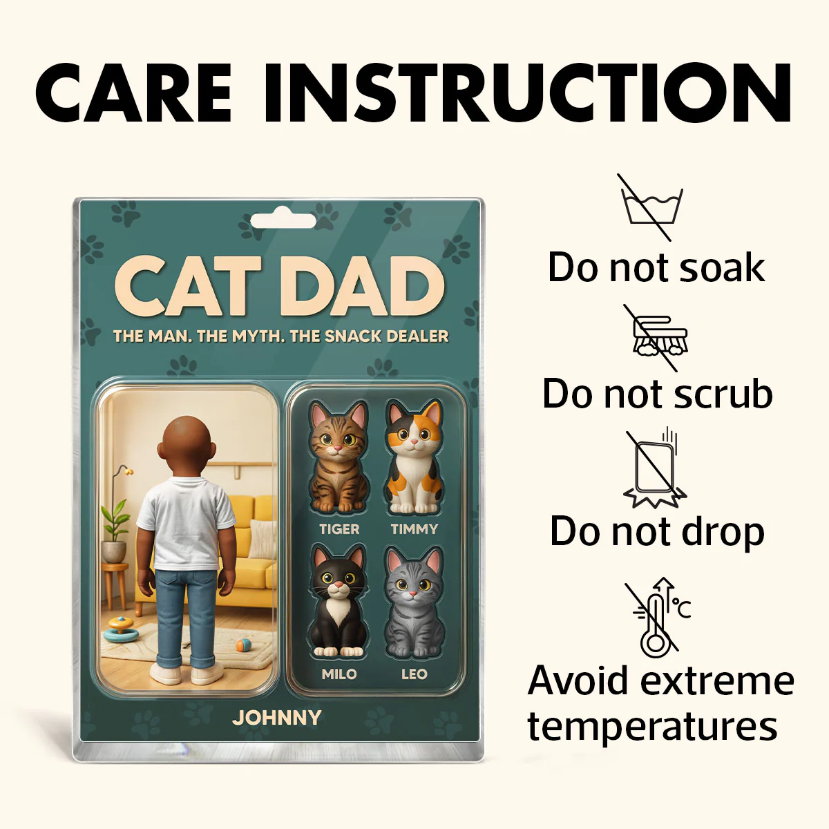Cat Dad Cartoon Figures Style Personalized Acrylic Block Plaque, Gift for Cat Lover - Image 9