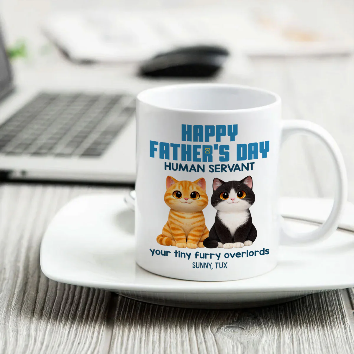 Cat Dad Cute Fluffy Cats Happy Father's Day Human Servant - Personalized Mug - Funny Father's Day Gift For Cat Dad, Cat Lovers - Image 5