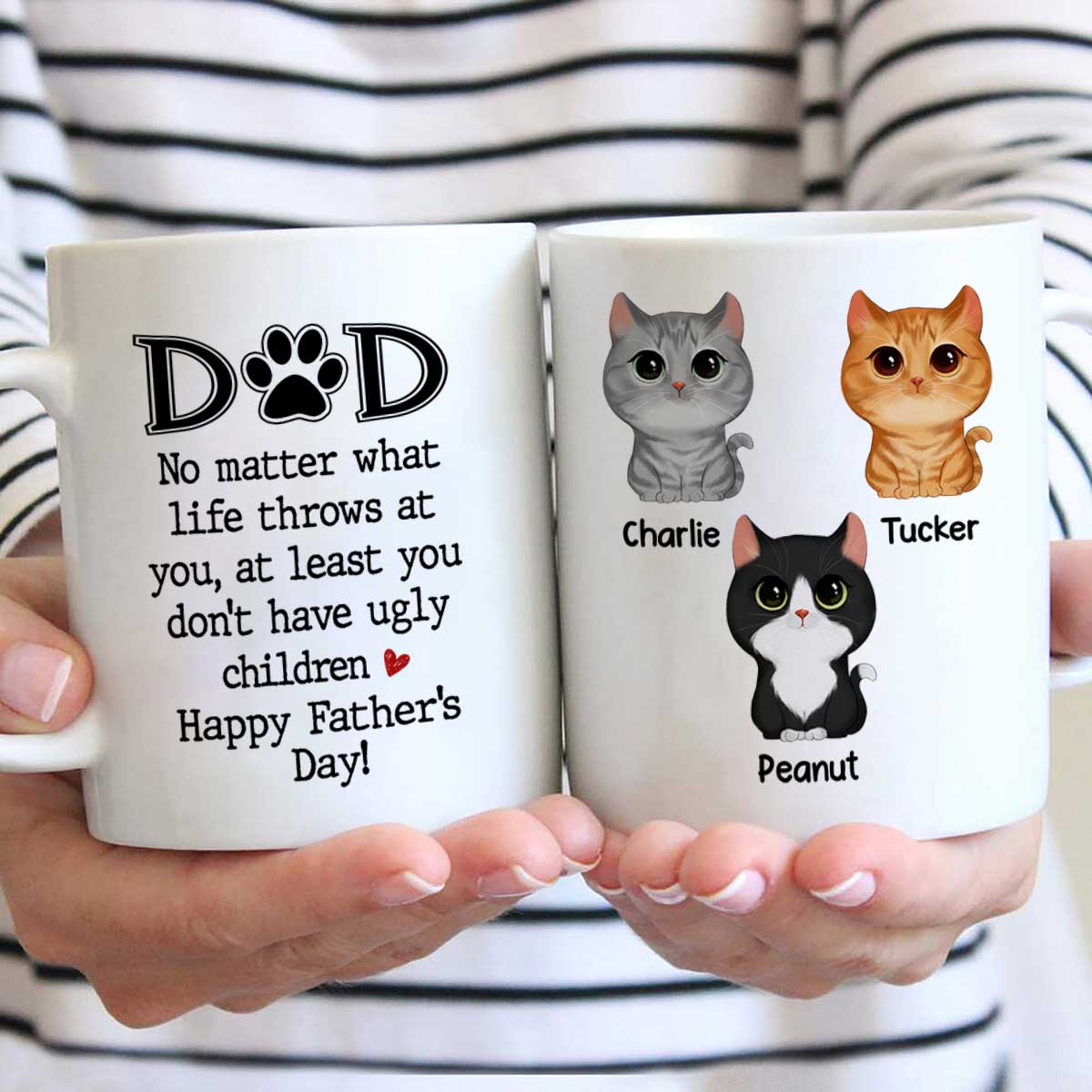 Cat Dad No Matter What Happy Father‘s Day Personalized Mug - Image 2