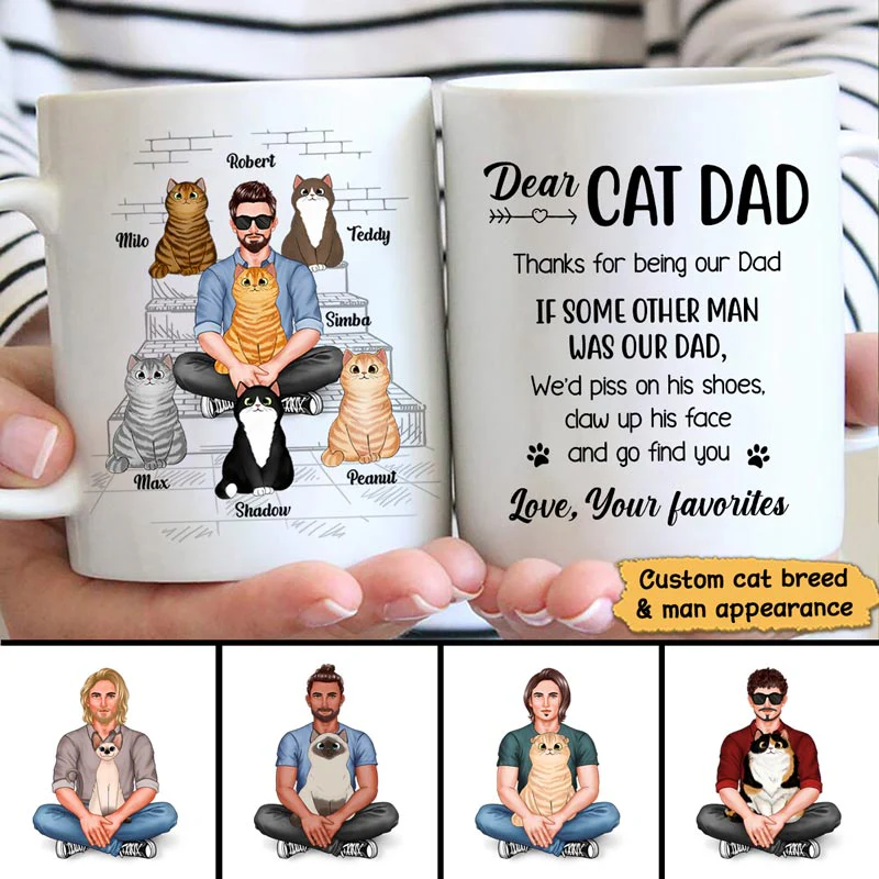 Cat Dad Real Man Funny Gift Personalized Mug - Image 3