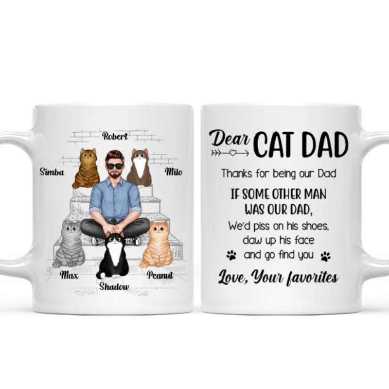 Cat Dad Real Man Funny Gift Personalized Mug - Image 4