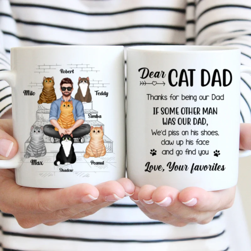 Cat Dad Real Man Funny Gift Personalized Mug - Image 5