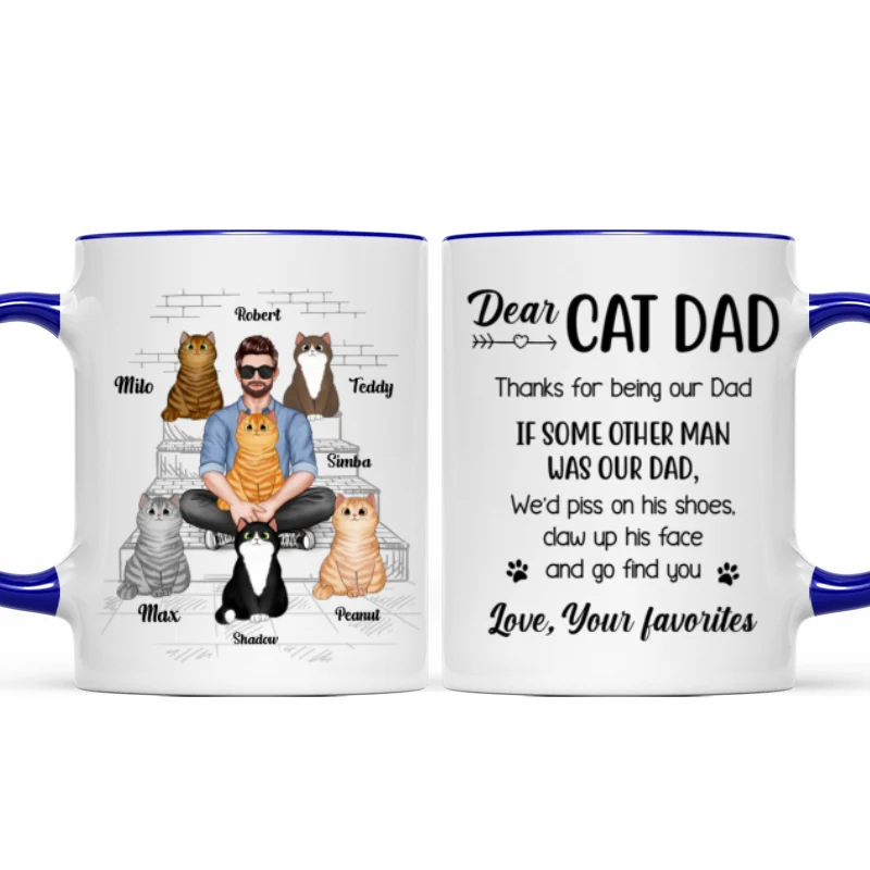 Cat Dad Real Man Funny Gift Personalized Mug - Image 7