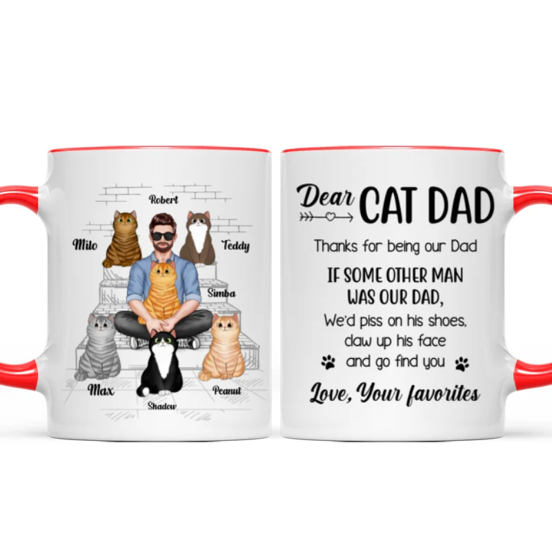Cat Dad Real Man Funny Gift Personalized Mug - Image 8