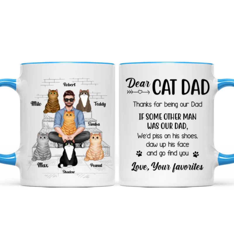 Cat Dad Real Man Funny Gift Personalized Mug - Image 9
