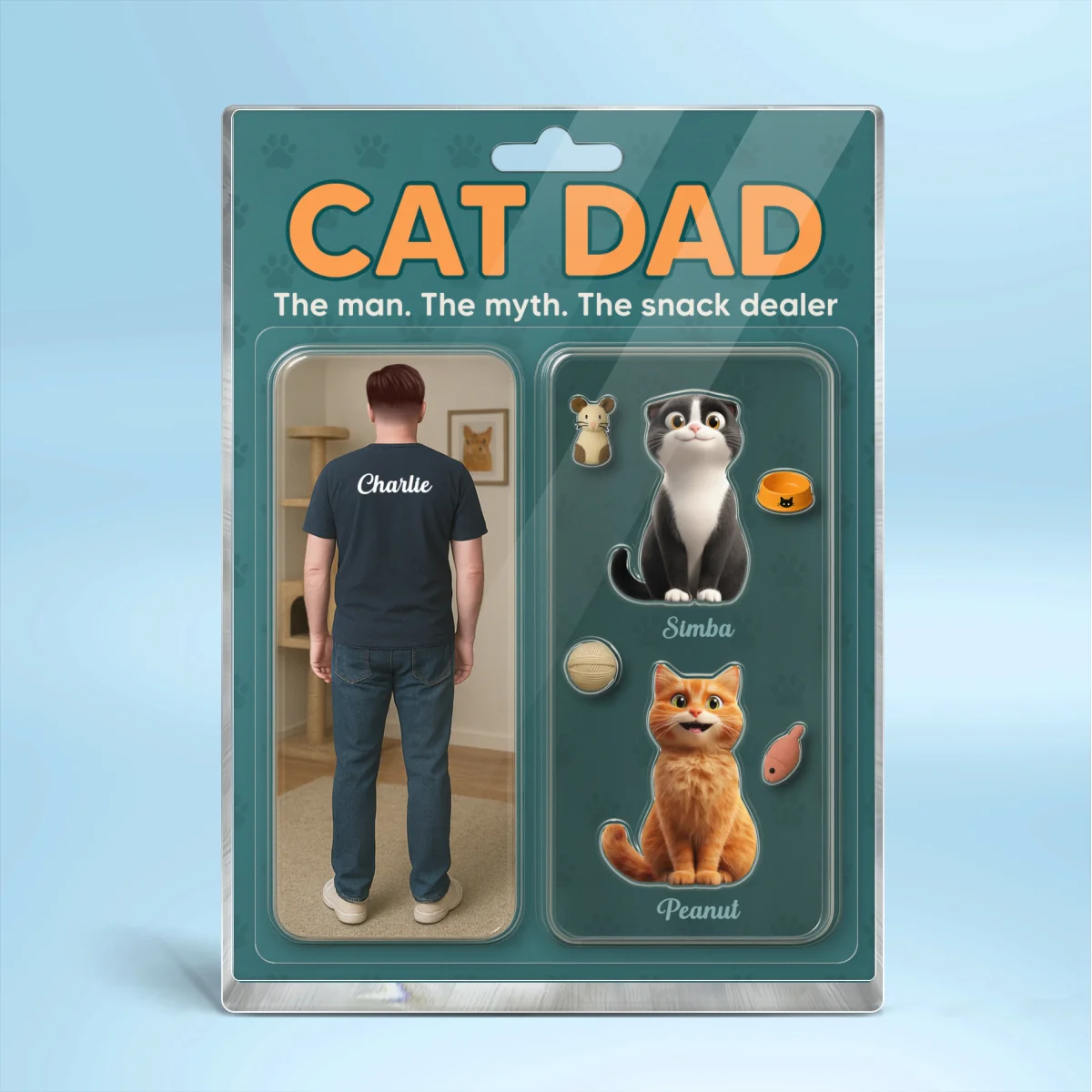 Cat Dad Realistic Figures Style Personalized Acrylic Block Plaque, Gift for Cat Lover - Image 8