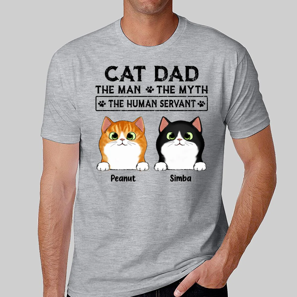 Cat Dad The Man The Myth The Human Servant Personalized Shirt - Image 2