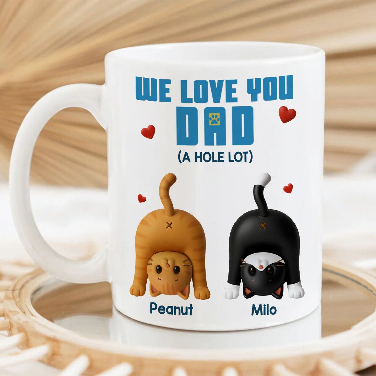 Cat Dad We Love You A Hole Lot Personalized Mug, Funny Father's Day gift for Cat Dads - Image 4