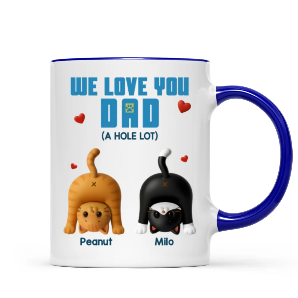 Cat Dad We Love You A Hole Lot Personalized Mug, Funny Father's Day gift for Cat Dads - Image 9