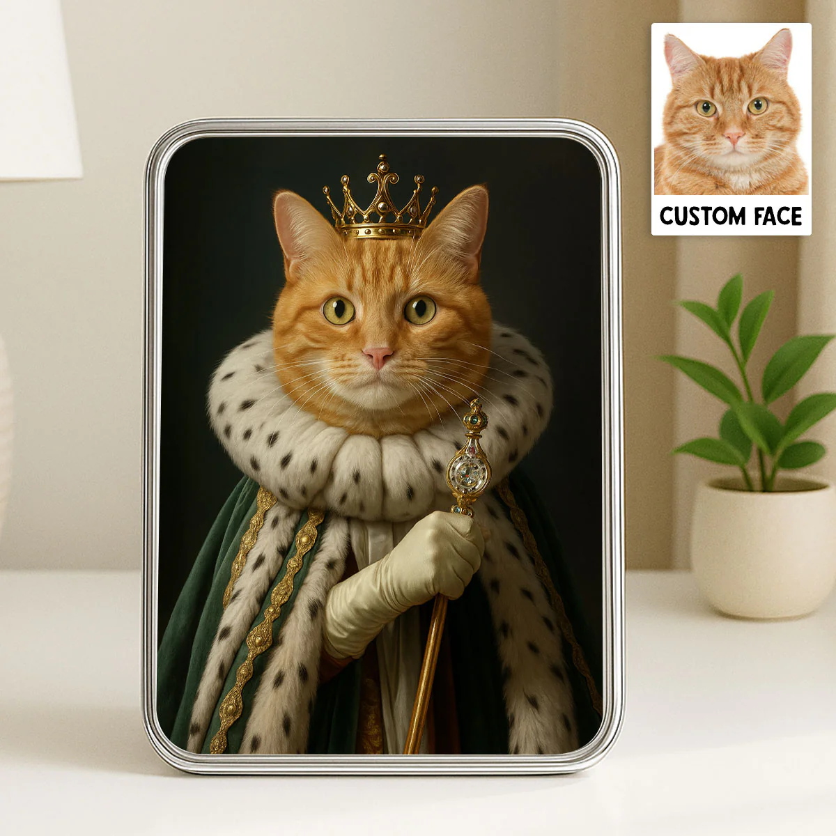 Cat Dog Pet Queen Portrait Custom Personalized Mirrored Picture Frame