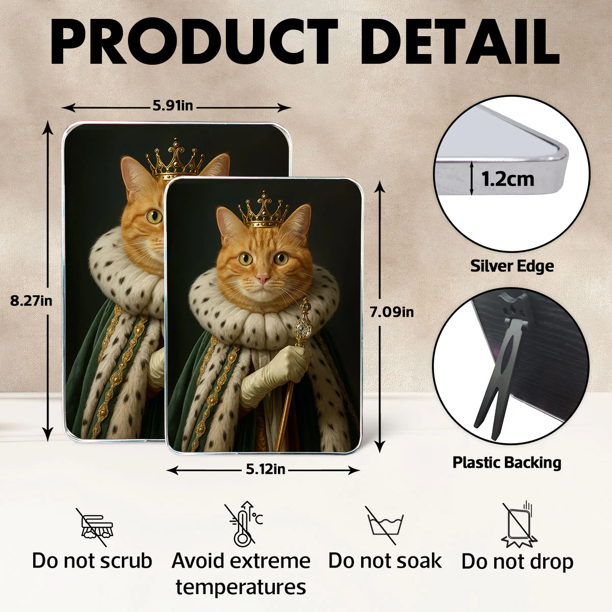 Cat Dog Pet Queen Portrait Custom Personalized Mirrored Picture Frame - Image 7