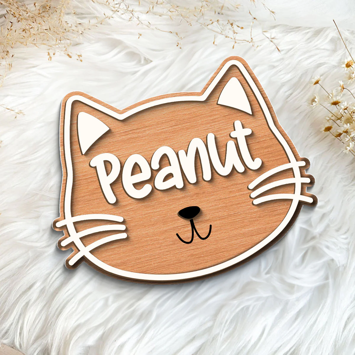Cat Face Name Personalized 2-Layer Wooden Plaque - Image 5