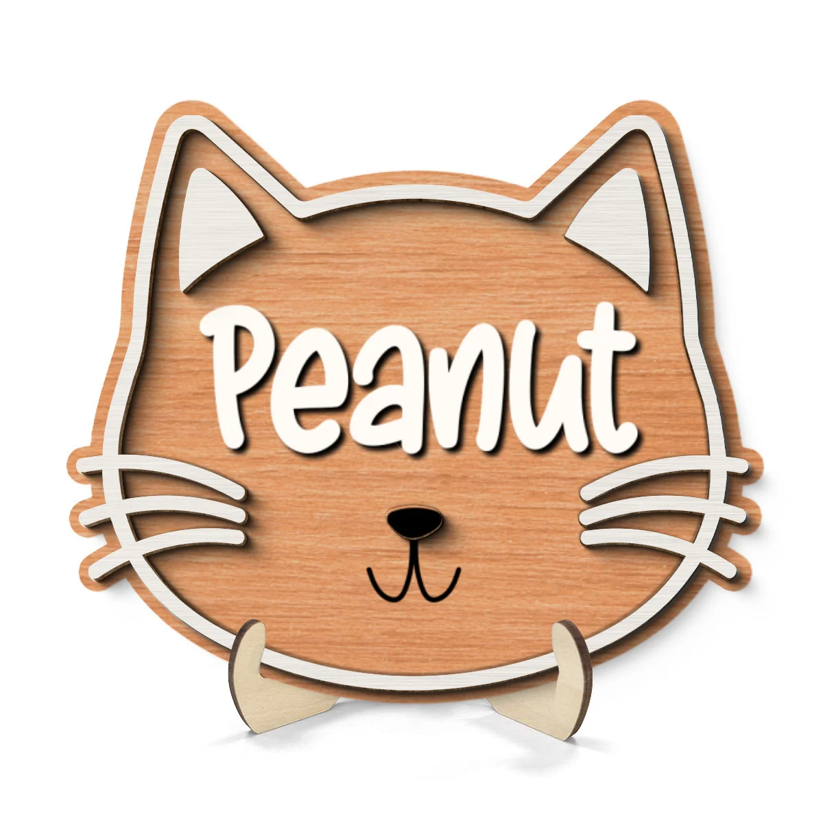 Cat Face Name Personalized 2-Layer Wooden Plaque - Image 8