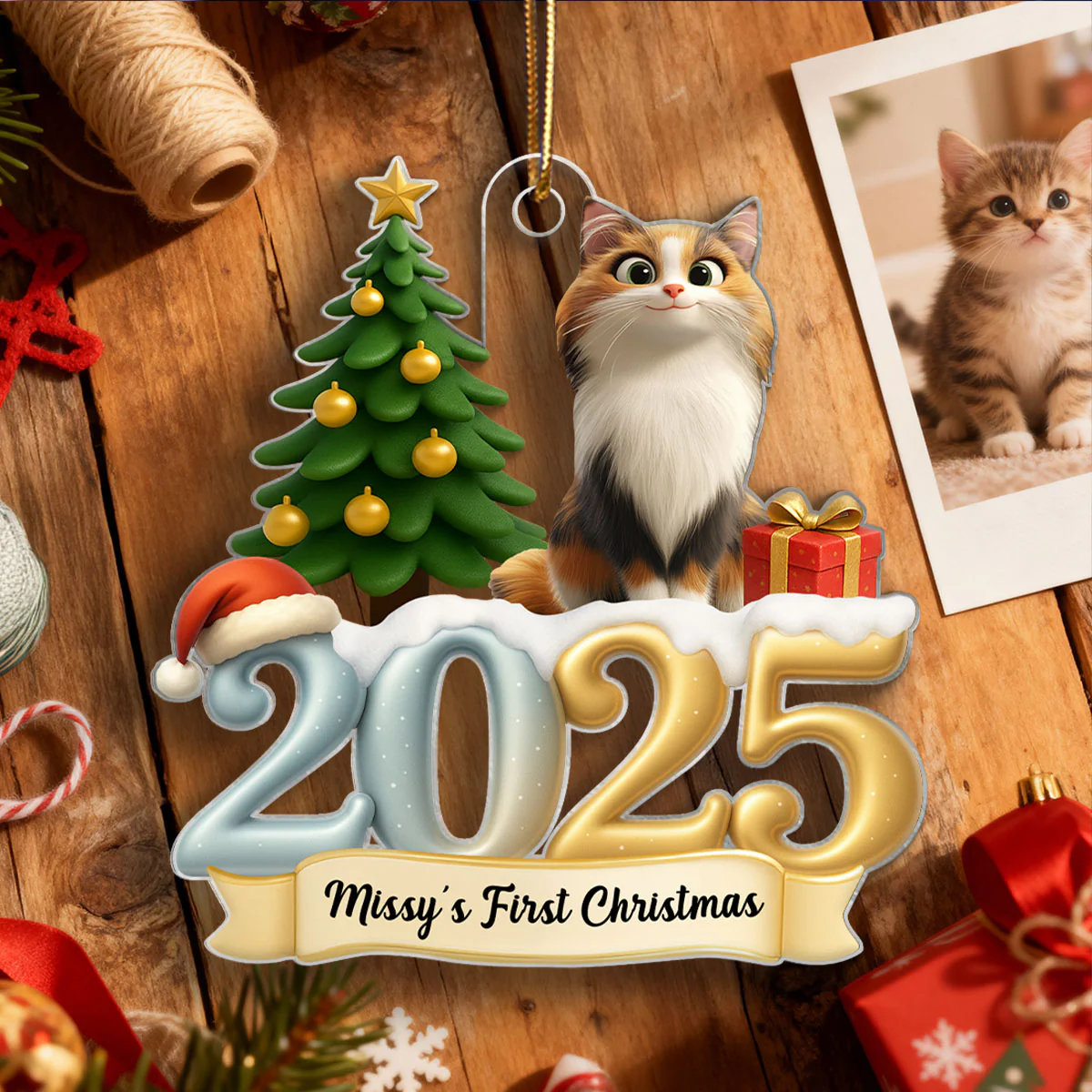 Cat First Christmas In Forever Family 2025 - Personalized Acrylic Ornament - Unique Christmas Gift For Cat Lovers - Image 3