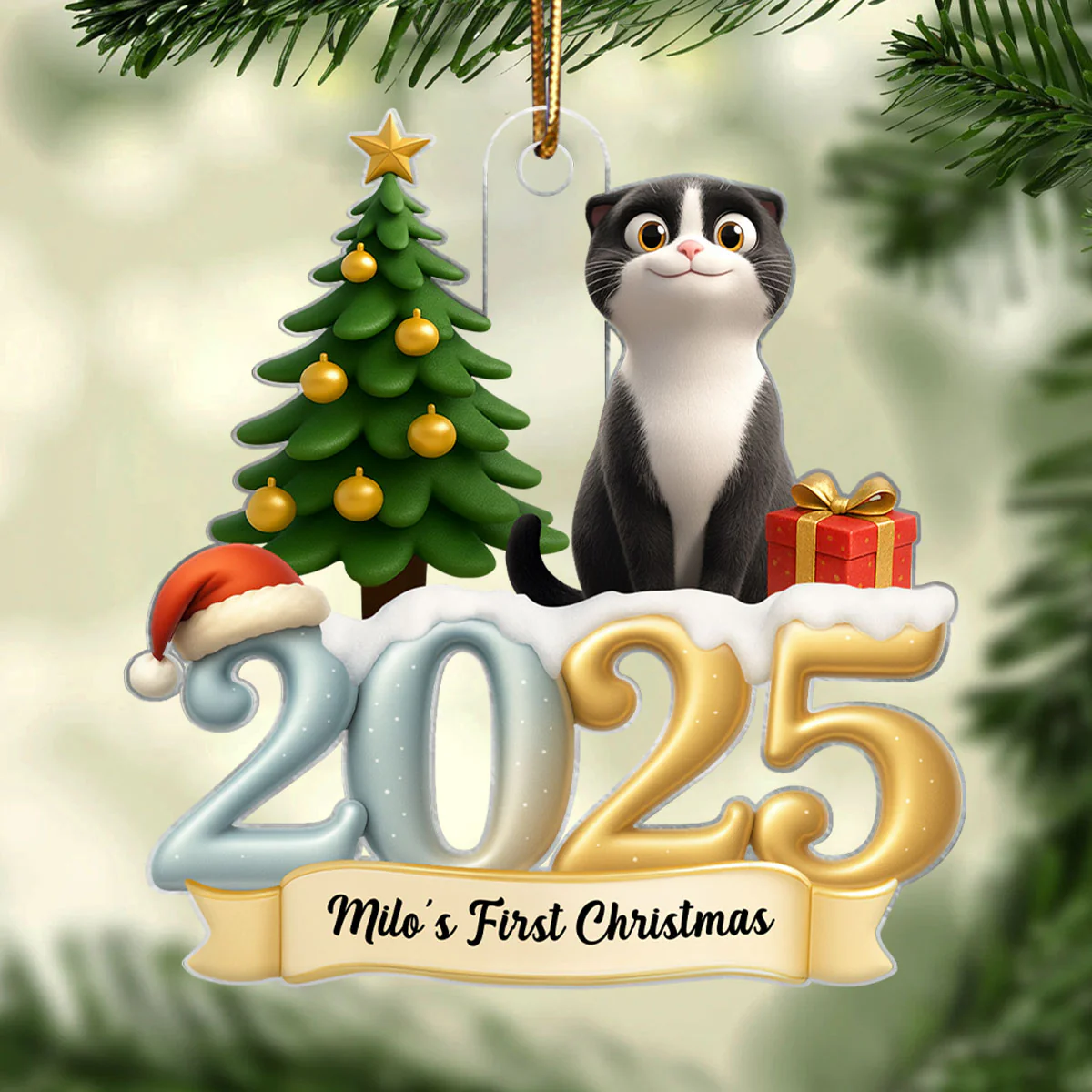Cat First Christmas In Forever Family 2025 - Personalized Acrylic Ornament - Unique Christmas Gift For Cat Lovers - Image 4