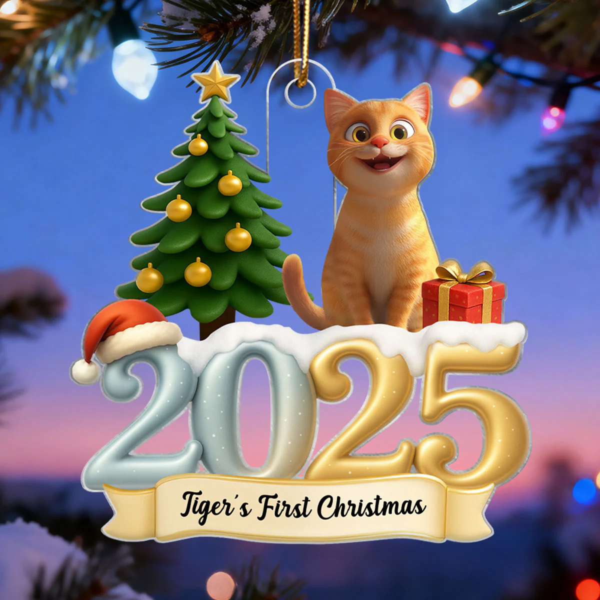 Cat First Christmas In Forever Family 2025 - Personalized Acrylic Ornament - Unique Christmas Gift For Cat Lovers - Image 5