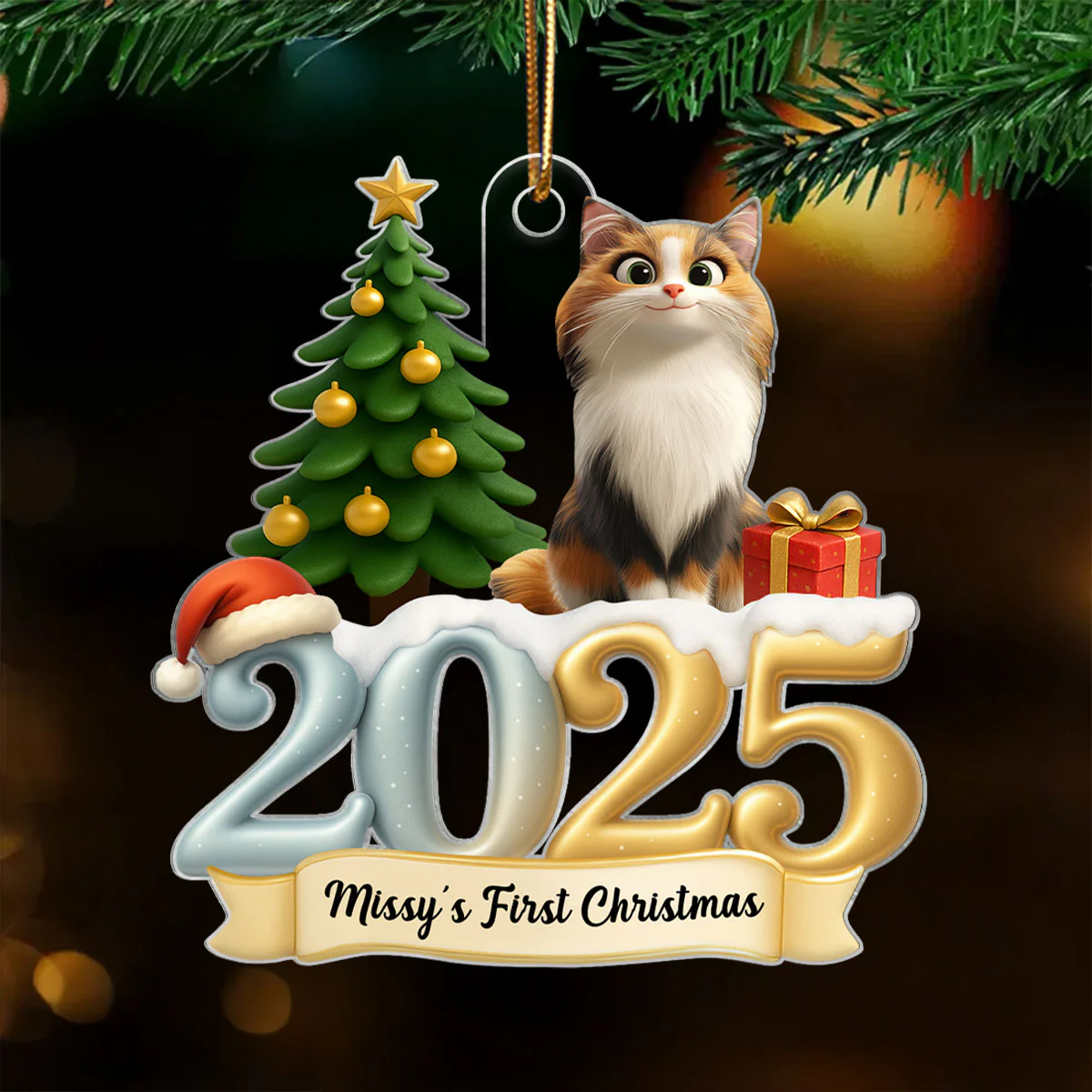 Cat First Christmas In Forever Family 2025 - Personalized Acrylic Ornament - Unique Christmas Gift For Cat Lovers - Image 6