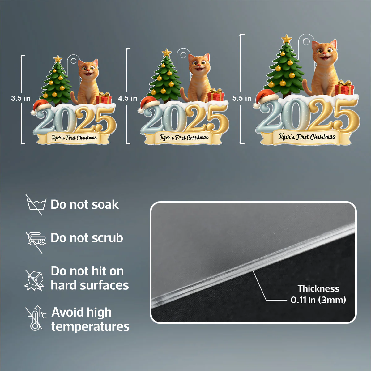 Cat First Christmas In Forever Family 2025 - Personalized Acrylic Ornament - Unique Christmas Gift For Cat Lovers - Image 8