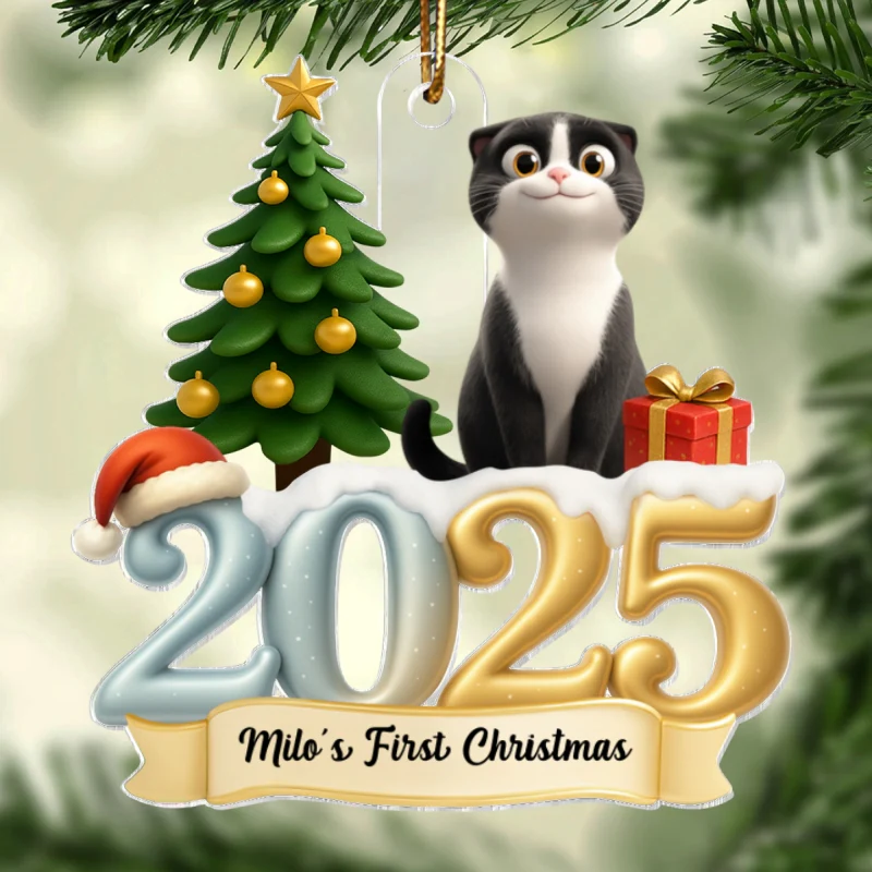Cat First Christmas In Forever Family 2025 - Personalized Acrylic Ornament - Unique Christmas Gift For Cat Lovers - Image 9