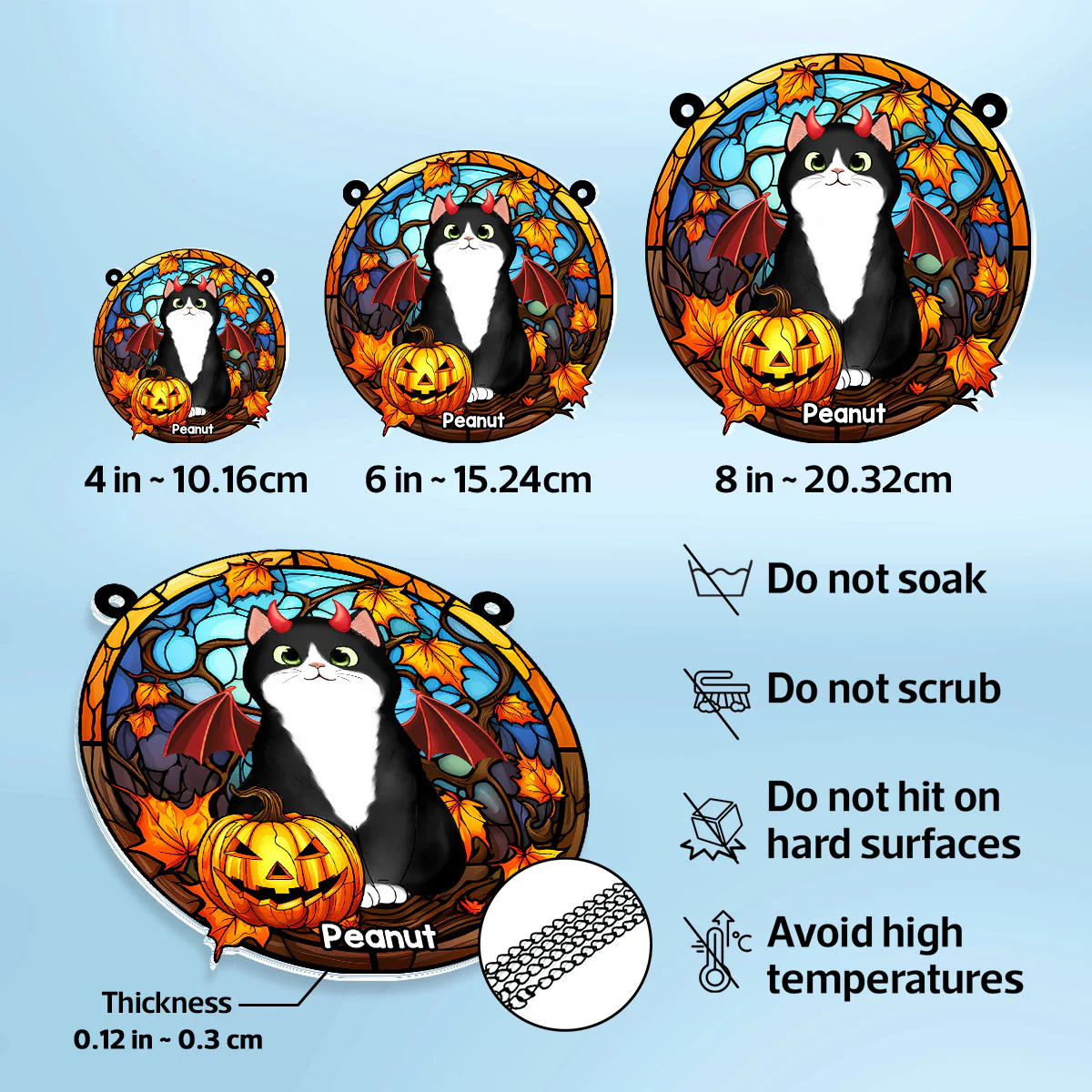 Cat Halloween Personalized Suncatcher, Window Hanger, Halloween Decor - Image 8