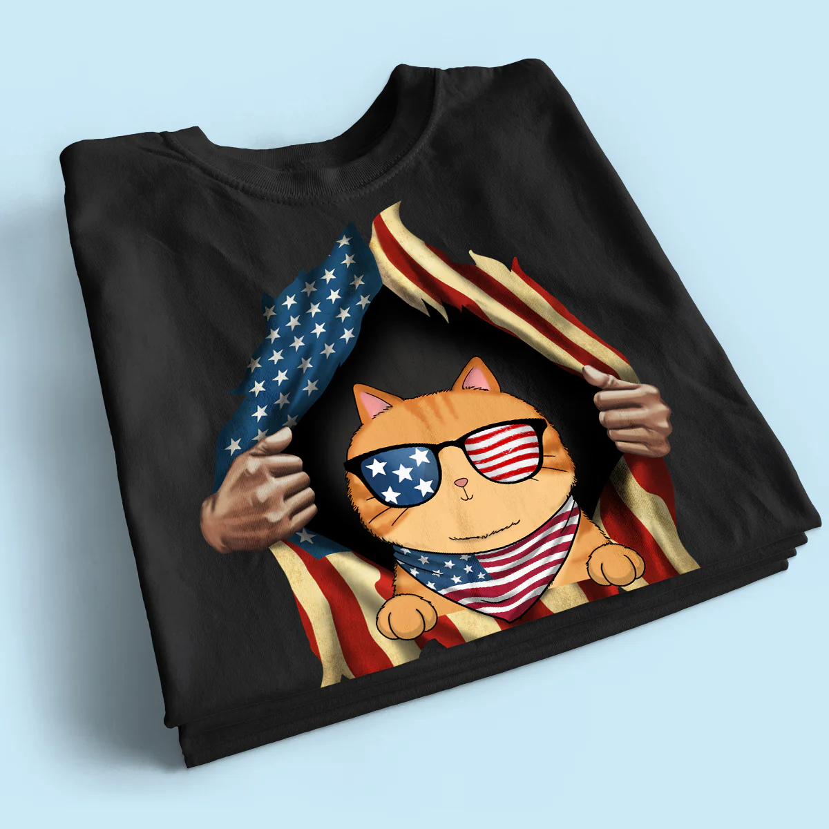 Cat Lovers Hands Ripping Nation Flag Personalized Shirt - Image 2