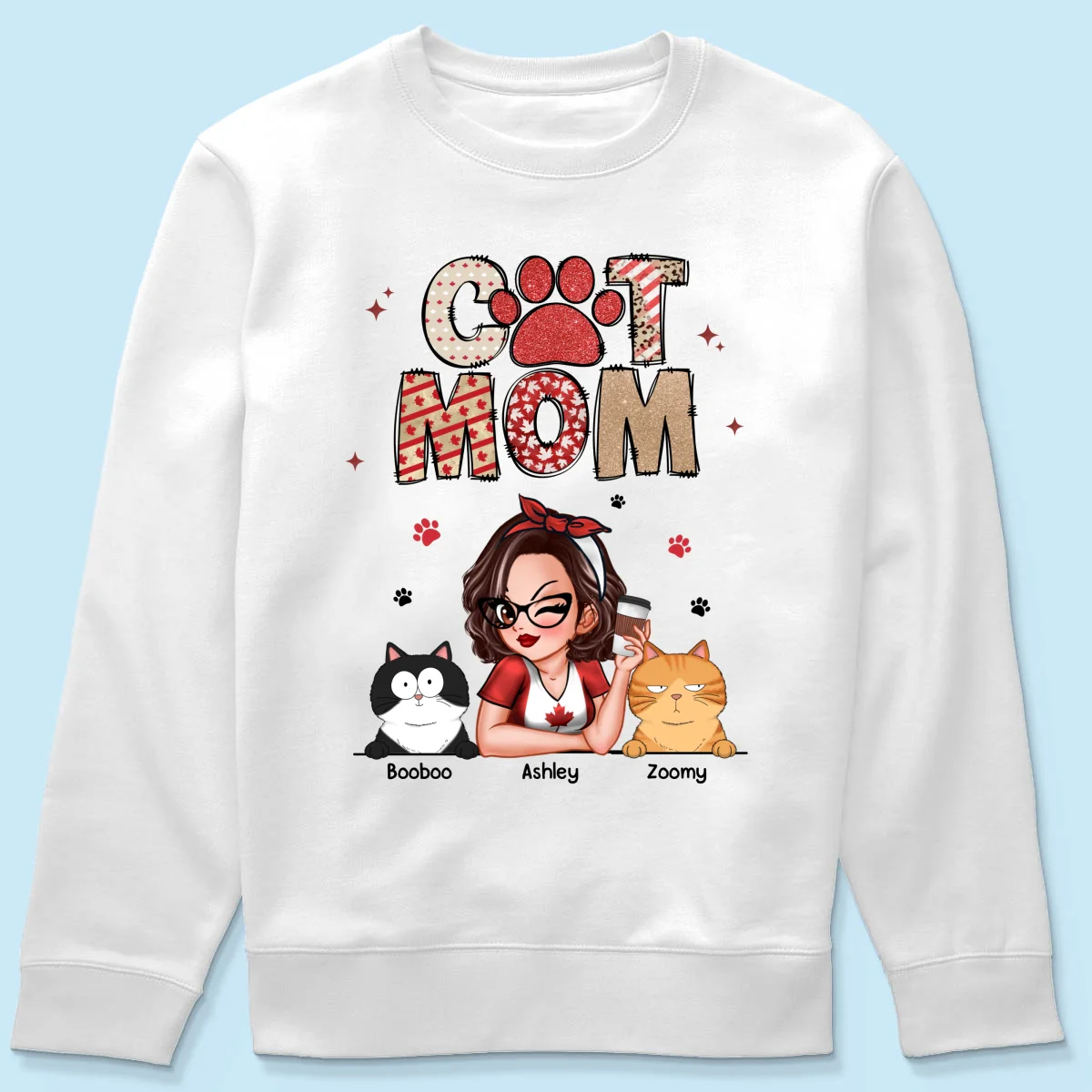 Cat Mom Canada Flag Sparkly Pattern Personalized Shirt, Canada Day - Image 19