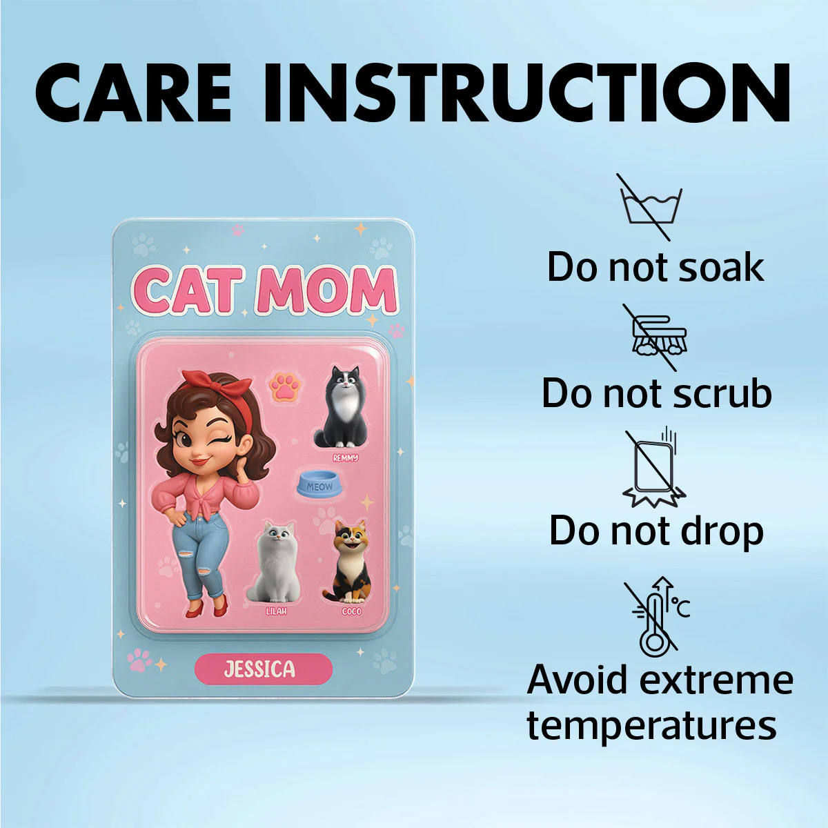 Cat Mom Custom Figure Cute Cartoon Cats Personalized Acrylic Block Plaque, Gift for Cat Mom - Image 7