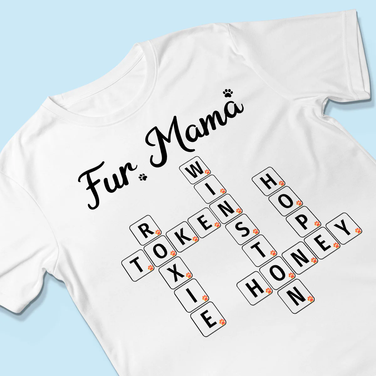 Cat Mom Dog Mom Fur Mama Unique Crossword Puzzle Personalized Shirt - Image 3