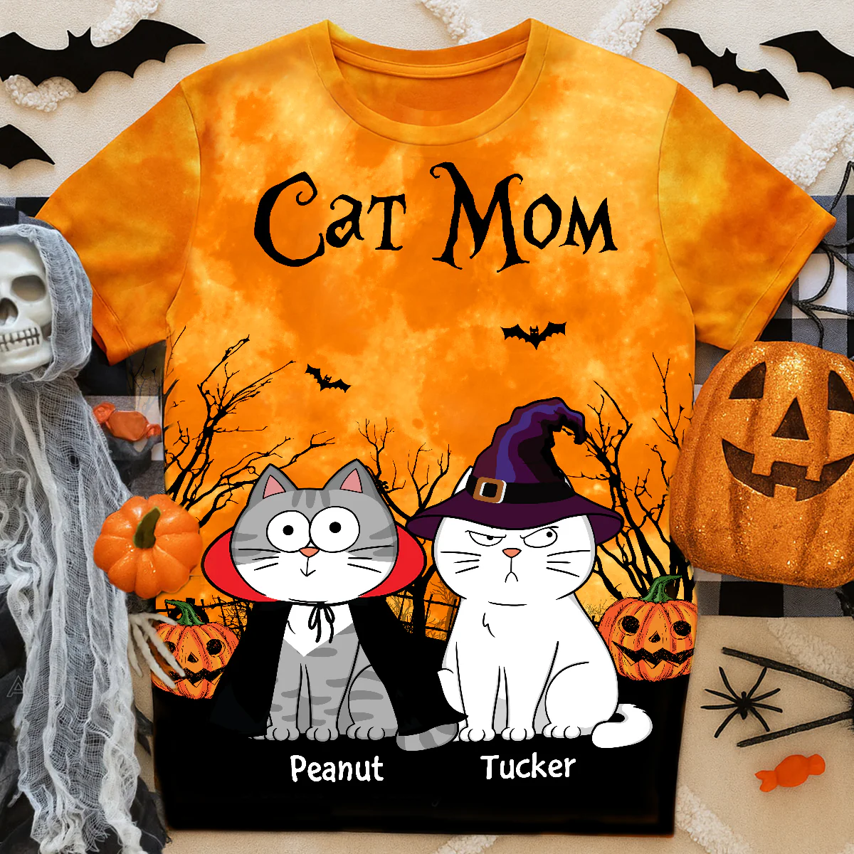 Cat Mom Halloween Moon Light Bat Tree Annoying Cat Personalized Shirt, Purrfect Costume for Cat Lover - Image 10