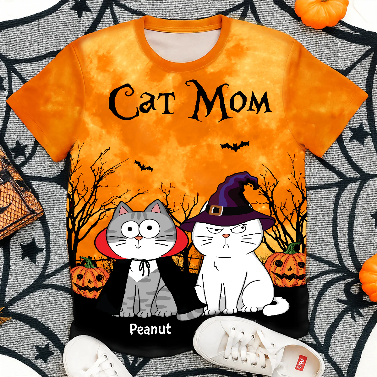 Cat Mom Halloween Moon Light Bat Tree Annoying Cat Personalized Shirt, Purrfect Costume for Cat Lover - Image 11