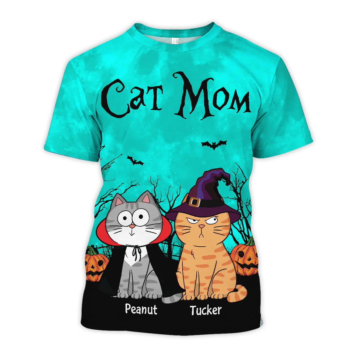 Cat Mom Halloween Moon Light Bat Tree Annoying Cat Personalized Shirt, Purrfect Costume for Cat Lover - Image 5
