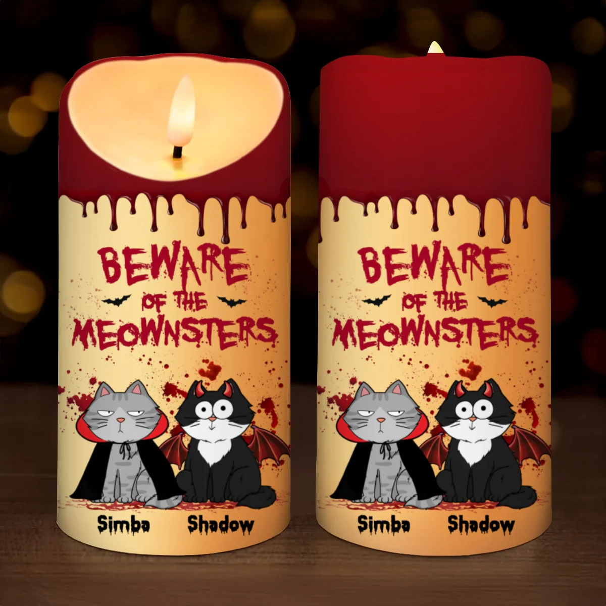 Cat Mom Happy Meowloween Blood Drip - Personalized LED Candle - Purrfect Halloween Decor for Cat Lover - Image 9