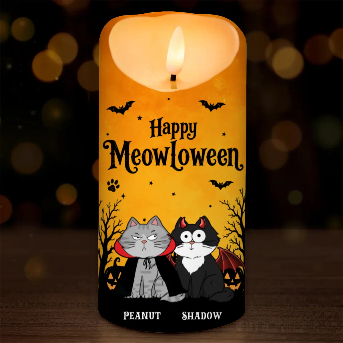 Cat Mom Happy Meowloween - Personalized LED Candle - Purrfect Halloween Decor for Cat Lover - Image 10