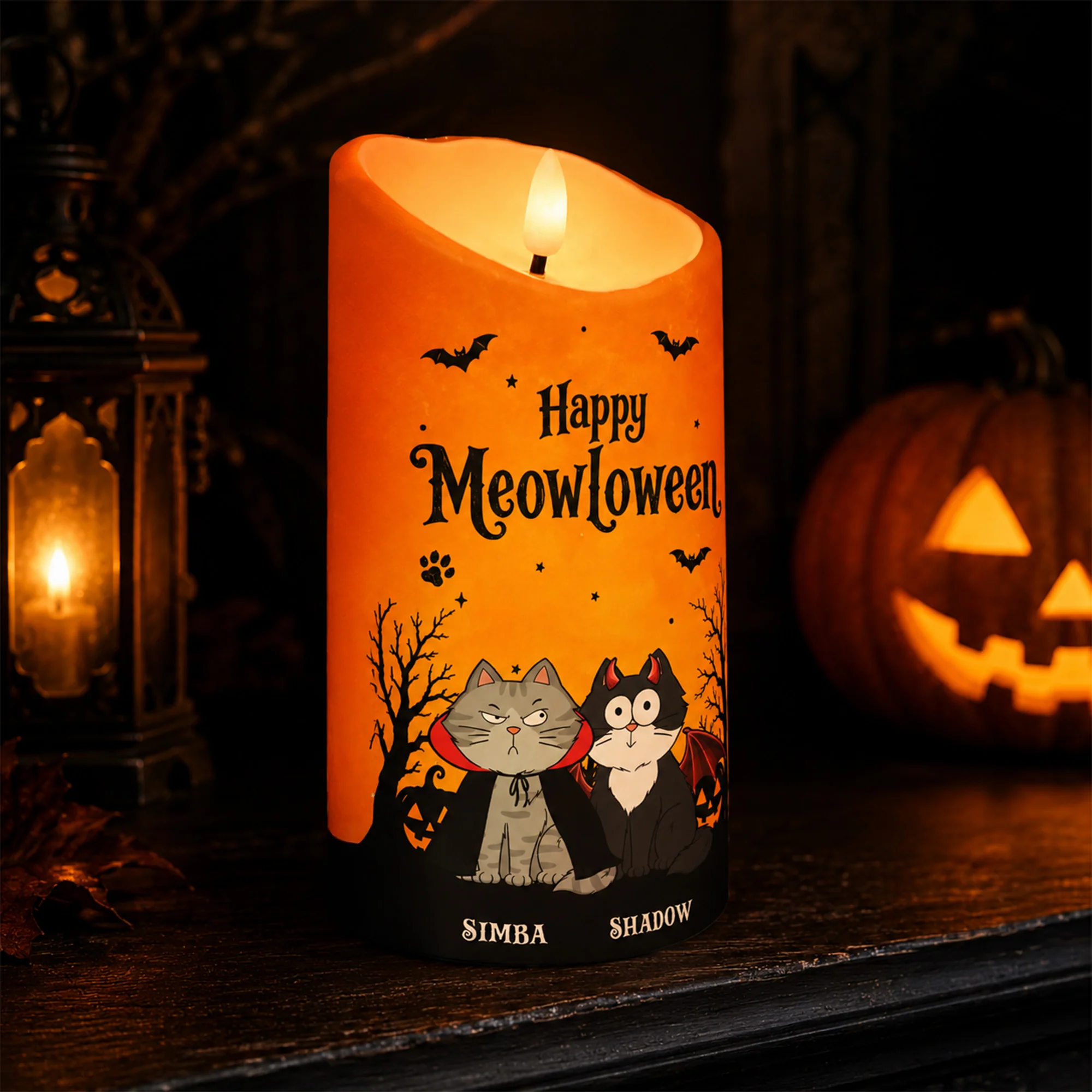 Cat Mom Happy Meowloween - Personalized LED Candle - Purrfect Halloween Decor for Cat Lover - Image 4
