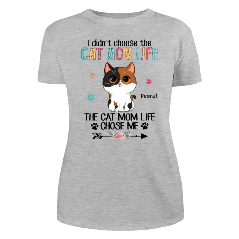 Cat Mom Life Chose Me Cute Cat Vector Personalized Shirt - Image 10