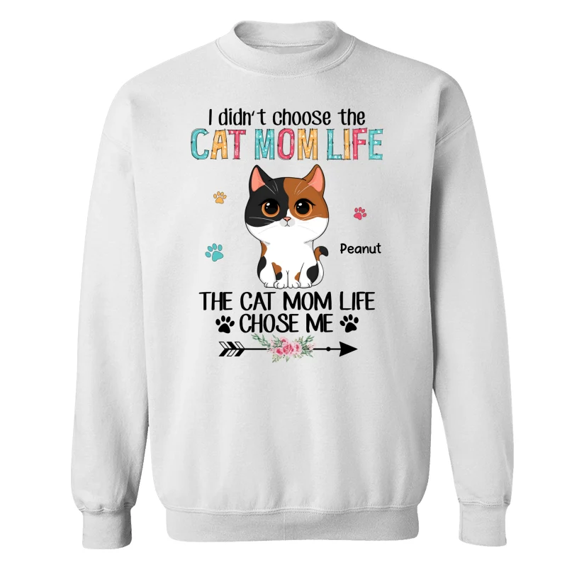 Cat Mom Life Chose Me Cute Cat Vector Personalized Shirt - Image 17