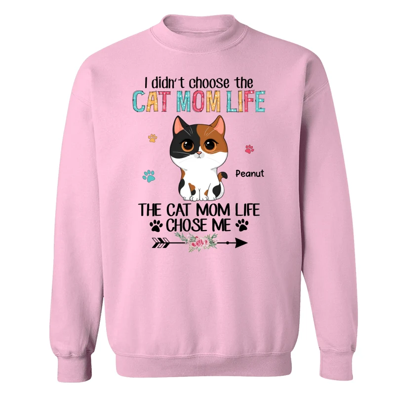 Cat Mom Life Chose Me Cute Cat Vector Personalized Shirt - Image 19